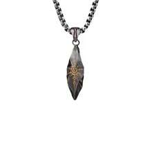 Vintage Wishing Stone Men's Necklace Personality  Cool Meteorite Pendant Jewelry Unisex Style Stainless Steel Sweater Chain Accessory - 黑色 - 查看 4