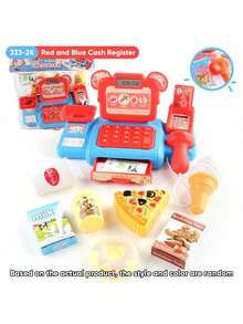 儿童角色扮演玩具超市收银机，角色扮演微型便利店收银台模型（需电池） - 彩色 - 查看 5