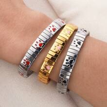 1PC Stylish And Simple Elastic Stainless Steel Bracelet With Paw Prints And Leopard Print Patterns, Suitable For Women's Daily Wear And As A Holiday Or Birthday Gift