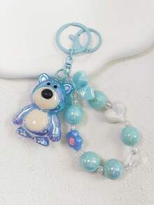 1 件时尚渐变可爱卡通亚克力熊钥匙扣 - 蝴蝶结珍珠汽车和包包吊坠，非常适合女士情人节背包学校汽车配件哥特 Y2k 圣诞节礼物创意 - 彩色 - 查看 17