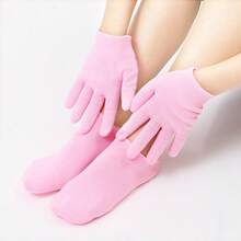 2件/4件棉纱硅胶袜/手套，手足保湿保湿套，男女通用防裂脚跟保护，防滑脚膜，可重复使用 - 彩色 - 查看 11