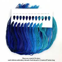 Un set de hilo bordado degradado, en total 10 colores, 100 piezas de cada uno con una longitud de 119,89 cm. Hilo de bordado de colores de alta calidad, hilo de poliéster para punto de cruz, hilo de coser DIY, línea de artesanía a mano, hilo bordado a mano, paquete de arte de hilos de coser, un hebra de 6 hebras - Multicolor - Ver 13