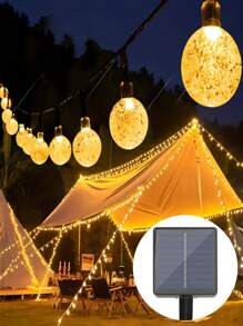 1 pieza Luces solares de bola de cristal con 8 modos, 100/50/20 LED, luces de hadas para exteriores para jardín, patio, camping, fiesta de cumpleaños, vuelta al colegio, boda, Halloween, celebraciones festivas