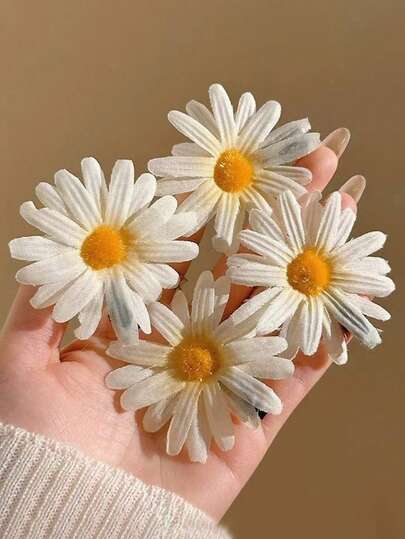 4 יחידות סיכות שיער מבד חינניות לבן לנשים, 6 ס"מ/2.36 אינץ', סיכות שיער פרחוניות וגמישות בסגנון יוקרתי אלגנטי פשוט, מתאימות ליומיום קז'ואל, נסיעות, חופשת חוף, תסרוקות, סיכות טפרים, טפרים לשיער, סיכת שיער, אביזרי בית ספר, אביזרי שיער לבן, אביזרי ראש, סיכת ראש