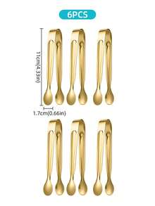 2/6/12件装不锈钢迷你糖钳、冰钳 - 高级小型服务钳、开胃菜钳、糖钳、冰钳、多功能迷你服务夹 - 适用于餐厅、自助餐、咖啡馆、烧烤、家庭、办公室、节日和婚礼，节日礼品 - 4吋糖夾 - 查看 11
