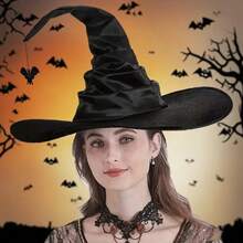 1 pezzo Accessorio da strega per Ognissanti, cappello da strega con decorazioni a volant neri, ragni e pipistrelli, cappello da mago per feste di Ognissanti, idea regalo di Ognissanti