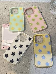 可爱星星3D深色网格图案软壳时尚手机壳，兼容 17 Pro Max、17 Pro、17 Air、17、15、16 Pro Max、14 Pro、13、12、11，Y2K亮面软壳，礼品包装，生日春季礼物手机壳 - 白色 - 查看 4