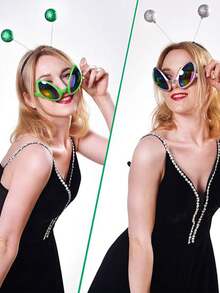 D EXCEED 2/3/4PCS Alien Costume Accessories Antenna Headband & Props Glasses & Gloves Costume Bundle Set For Halloween, Cosplay Events, Photo Shoots,Party Costume - Multicolor - View 2