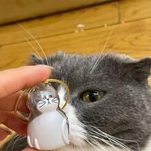 Transparent Cat Hair Storage Box Charm Gashapon Cat Hair Capsule Keychain Pendant Cute Cartoon Cat Keychain With Fluffy White Cat Hair - Transparent Oval Keychain Pendant, Suitable For Cat Lovers And Pet Owners - Multicolor - View 5