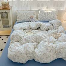 3pcs Minimalist Digital Printed Soft & Comfortable Bedding Set, 1*Duvet Cover + 2*Pillow Shams, No Filler, Skin-Friendly Peach Skin Printed Bedding Set, Suitable For Bedroom, Guest Room, King/Queen/Twin Size Bed, Breathable & Comfortable, Reversible, All Season, Machine Washable