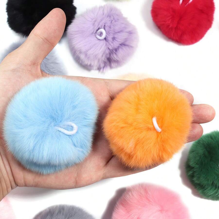 1 件/包彩色人造毛皮绒球吊坠带流苏，适用于 DIY 钥匙扣/鞋子/帽子/包包/耳环/发饰/笔饰/珠宝/服装配饰，直径 8 厘米