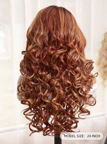 24 英寸多色深波浪长假发万圣节服装假发（棕色）13X4 蕾丝前假发，带婴儿头发合成纤维，日本进口合成纤维耐热假发弹力网帽，适合所有人日常聚会，高品质女士自然美丽合成柔软假纤维头发圣诞节音乐节母亲节父亲节情人节