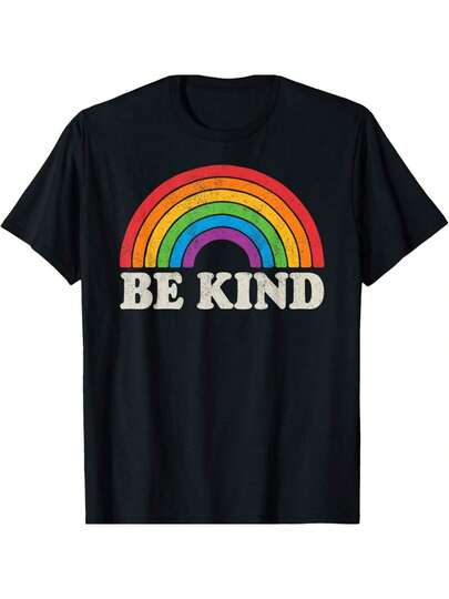 BTQ Be Kind Gay Pride BT Ally Rainbow Flag Retro Vintage T-Shirt