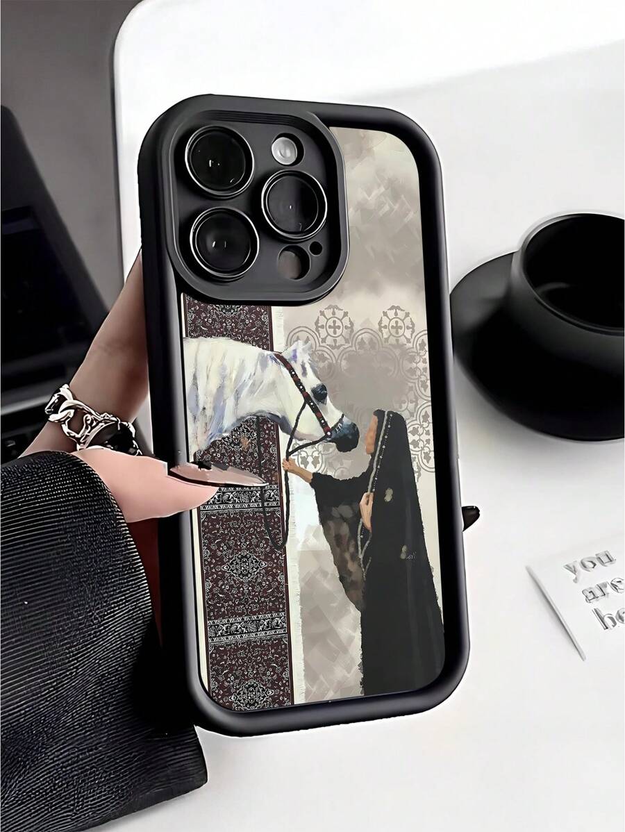 1 pieza Funda de teléfono con diseño de caballo, resistente a golpes, cubierta protectora antideslizante compatible con iPhone 16, 16 Plus, 16 Pro Max, 16e, 15, 15 Plus, 15 Pro Max, 15e, 14, 14 Plus, 14 Pro Max, 14