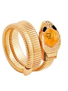 女士全新独特小众艺术蛇形钻石镶嵌精致缠绕手链蛇头石英表 - 均碼 - 查看 7