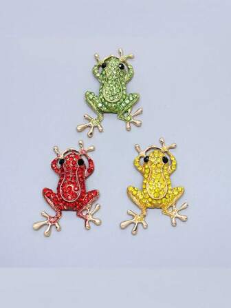 Luxury Green Crystal Frog Brooch Animal Brooches Pins For Women Dress Coat Accessories