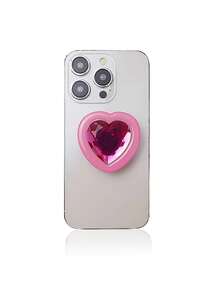 1pc Heart-Shape Gemstone Finger Ring Mobile Phone Stand, Slouchy Person's Must-Have Device Holder, Sturdy Adhesive Mount, Attach On Phone, Anti-Drop & Shake Resistant