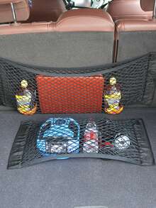 1pc Mesh Cargo Net, Car Storage Net, Wall Sticker Organizer Pocket, Elastic Mesh Net For Trunk Storage Rack, Cabinet Organizer