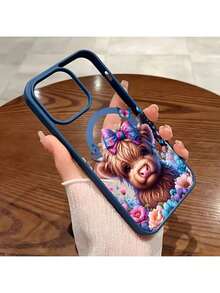 Cute Highland Cow Pattern Premium Magnetic Phone Case For Compatible With IPhone 16/15/14/13/12/11/ProMax/Pro/Plus/XSMax/XS/X,For Compatible With Samsung Galaxy S22/S23/S24/S25/Plus/FE/Ultra,Fashion Female Summer Unique Y2k Cases Transparent Shockproof Anti-Drop Protective Ultra-Thin Design Acrylic+Tpu Hard Back Non-Yellowing Clear Protection Cover Men Stylish Casing Girl Women Ultimate Fundas Para Protectores De Celulares Accessories Friend Gift Aesthetic Protector Forro De Teléfono - Multicolor - View 97
