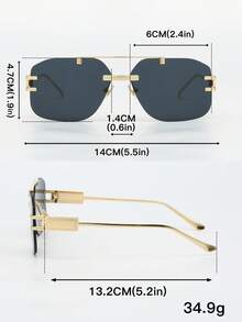 1 pieza Gafas rectangulares sin marco de metal, gafas básicas simples y de moda, lentes multicolor, adecuadas para regalos diarios, fiestas y festividades - Multicolor - Ver 5