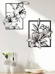 1 Stück elegante Lilien Blumen Metall Wandkunst, abstrakte Umriss Eisen Dekoration, vielseitig einsetzbar für Innen- und Außenbereich, geeignet als Einweihungsgeschenk, Feiertags-, Geburtstaggeschenk, Sammleritem, ideal für Gartenliebhaber, Büro, Wohnzimmer, Schlafzimmer, Terrasse, Küche, Landhausdekoration
