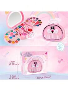 Kindermake-upset voor meisjes met stijlvolle draagtas - Echte, afwasbare make-upset - Kerstmis en verjaardagscadeaus voor uw prinses. Make-up om mee te spelen. De kleurpositie van de accessoires is willekeurig.