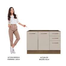 Gabinete Bajo Cocina Madesa 120cm Sin Encimera Agata 03 Color Marrón y Crema - Marrón y Crema - Ver 5