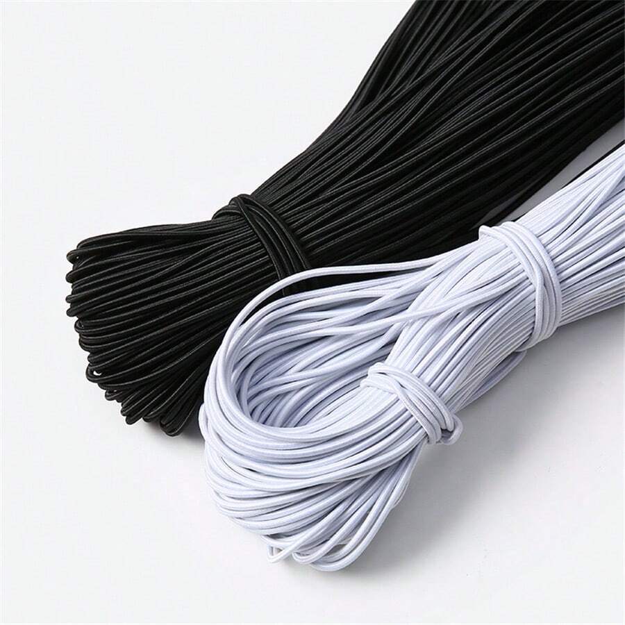 0.5/1/1.5/2/3/4mm White Black Round Elastic Ribbon Sewing Elastic Band Fiat Rubber For Waist Band Stretch Rope DIY Sewing
