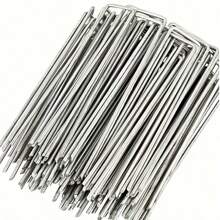 20/50pcs Galvanized Steel Outdoor Turf Ground Nails, U-Shaped Ground Nails, Anti-Grass Cloth Garden Ground Nails, Insert Soil Fence U-Shaped Fixer