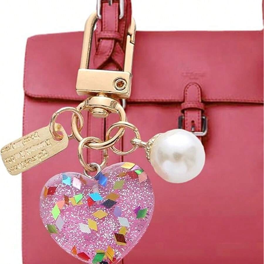 Heart Keychain Charm, Decorative Bag Charm, Acrylic Bag Keychain Pendant For Women Men, Purse Keychain Pendant, Decorative