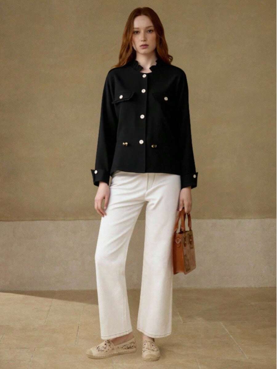 Saco Corto Elegante de Mujer - Negro - Ver 1