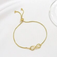 1pc Minimalist Stylish Colorful Zirconia Round Plate & Snowflake Rotating Chain Bracelet, Fashion Accessory Gift For Women, Girls, Friends, Girlfriend, Birthday, Graduation Party