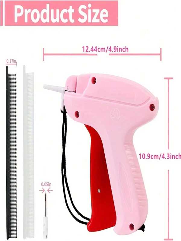 Mini Stitch Gun Comes With 5 Fine Needles,1000 Pcs Micro Fasteners, Speedy Clothing Fixer For Clothing Labels, Pink Plastic, All Season Handmade Kit