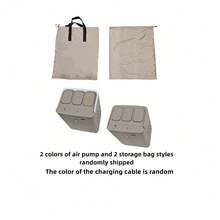 充气床垫，豪华露营垫，PVC充气睡垫，带内置气泵的豪华双人露营充气床，加厚垫子 - 彩色 - 查看 9