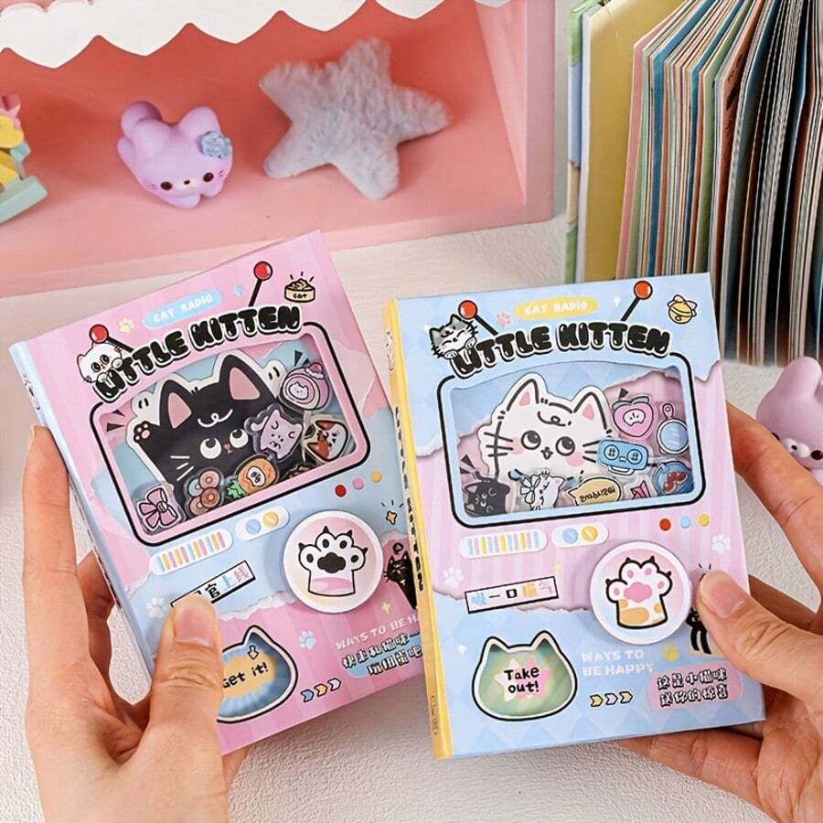 80pcs Mini Pocket Notebook With Colorful Inner Pages, To-Do List Organizer, Cute Cat Style, Suitable For Crafts, Scrapbooking, DIY, Great For School, Office And Home, Random Style - Multicolor - View 1