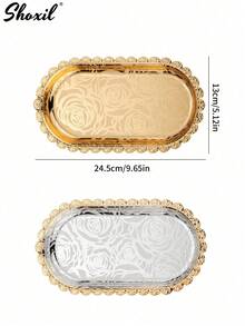 shoxil 1 pieza Bandeja de joyería de acero inoxidable, plato multiusos para baratijas, organizador de maquillaje y cosméticos, soporte para toallas y servilletas, plato decorativo para anillos, aretes y collares, perfecto para el tocador, el dormitorio y el baño, regalo ideal para fiestas, decoración de otoño e invierno, solución de almacenamiento de alta gama, mantiene la joyería y los accesorios organizados, ideal para uso diario, temporada festiva, cumpleaños, Acción de Gracias, Navidad, regalo para damas de honor, acento moderno para el hogar