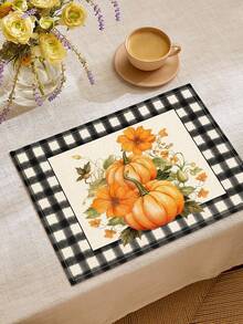 1pc Pumpkin Series Pattern Printed Table Runner, 4/6/8pcs Thanksgiving Pattern Printed Placemats, Suitable For Holidays, Parties, Birthdays, Dinners, Kitchen & Dining Room Table Decor, All Seasons Home Decor & Textile - Multicolor - View 10