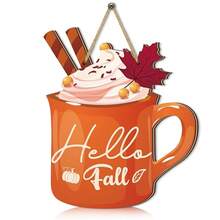 1 套 2D 你好，秋季南瓜雪顶杯木制现代墙面装饰欢迎标志秋季感恩节主题派对装饰、餐厅装饰、房间装饰、家居装饰秋季装饰万圣节秋季装饰 - 彩色 - 查看 5