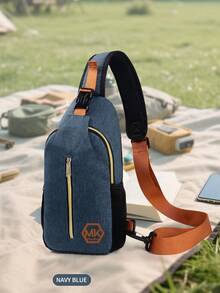 男士新款百搭撞色腰包运动男包单肩包韩版胸包斜挎包大容量，送男士礼物 - 彩色 - 查看 7