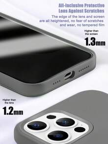 1pc Luxury Liquid Silicone Shock-Proof Phone Case, Suitable Compatible With Apple 16/14/13/12/11/15 Pro Max, 12/13/14/15/16 Plus, Fashionable Velvet Protective Cover, Waterproof, Anti-Fall, Anti-Scratch - Titanium Gray - View 4