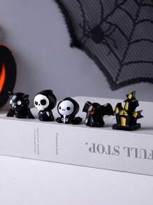 10Pcs Random Color Mini Resin Halloween Decorations - DIY Desktop Small Ornaments, Includes Skull, Ghost, Castle, Bat, Grim Reaper & Duck Figures, Ideal For Home Decor, Perfect For Desktop Display And Party Favors