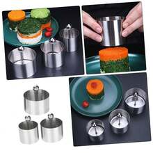 Stainless Steel Cake Ring Set, With Putter, Rice Ball Sushi Molding Mold, Used For Tuna Tartar And Dessert Cakes And Food Display Ring - Silver - View 4