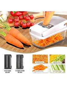 1 Picador de cebolla, máquina de cortar multifuncional, herramienta de procesamiento de ingredientes, picador de cebolla con canasta de drenaje, picador de zanahoria y ajo con contenedor, utensilios de cocina, accesorios de cocina, adecuado para el hogar/restaurante para un picado rápido