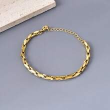 1 件串饰珠宝，串饰手链，不锈钢条纹金色手链，适合女性的礼物，日常佩戴 - 黃色 - 查看 4