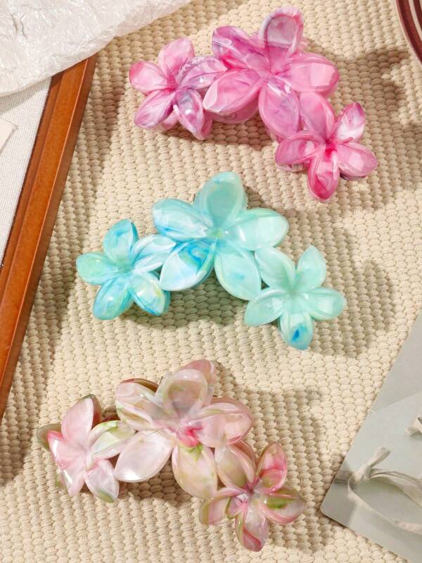 3pcs/1pc Summer Colorful Candy Chrysanthemum Large Hair Claw Clips, Bohemian Beach Headwear