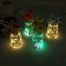 1pcs Random Bottom & Floral Design Super Bright Glow In The Dark Vase, Artificial Flowers, Creative Car Dashboard/Desk Glass Decor - Nhiều màu - Xem 4