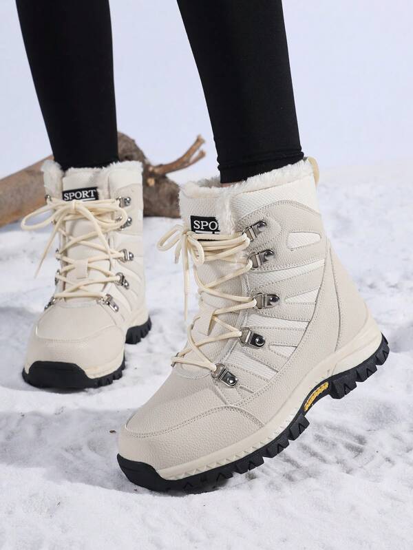Nuevas botas de nieve para mujeres tallas 36-42, con forro térmico y estilo de tobillo del noreste, grueso, de suela plana y de media pantorrilla