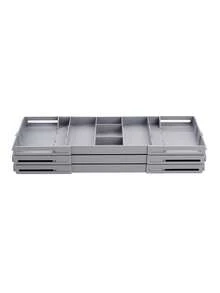 Living And Home Expandable Drawer Organizer (15*25*4.5-6.8cm) - Multi-Tier PP Storage Tray With Adhesive & Screws - Grey 3 Tiers - View 8