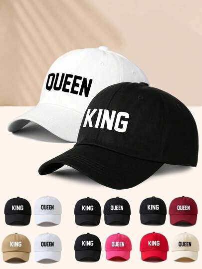 2pcs Women's Printed "MOM DAD" Adjustable Baseball Caps, Outdoor Casual Sunhat Suitable For Spring, Autumn, Travel, Beach, Suitable For Men And Young People In Y2K Style