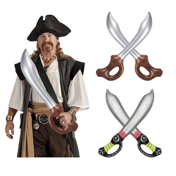 4 piezas Espada y cuchillo inflable, para fiesta temática, juego de roles, Navidad, escenario, decoración, fiesta de piscina de verano